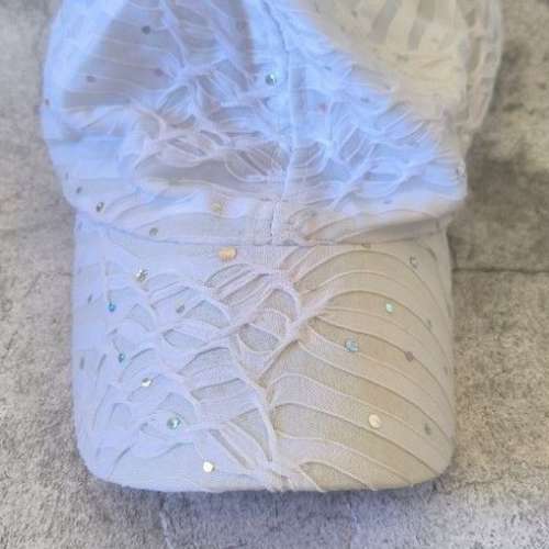 全新 白色 珠片 Cap帽