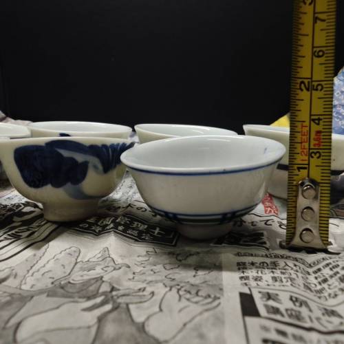 日本昭和時期手繪青花老茶杯(買五送二)