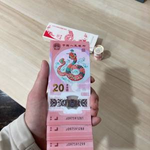 塑膠人民幣 2025年大陸新版蛇年生肖紀念鈔 法定貨幣