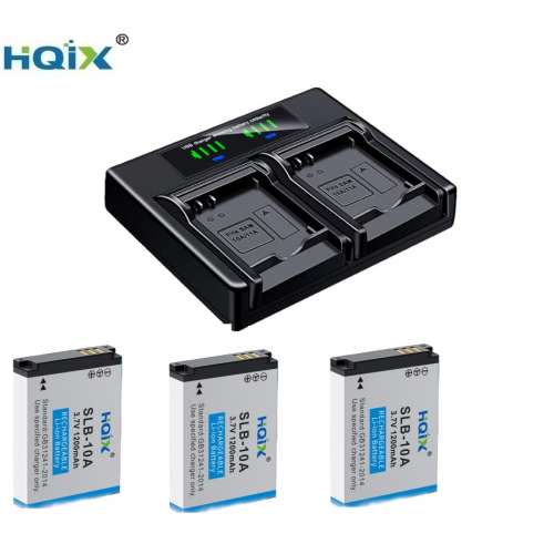 HQIX Samsung SLB-10A Lithium-Ion Battery Pack With LCD Display USB-C Dual