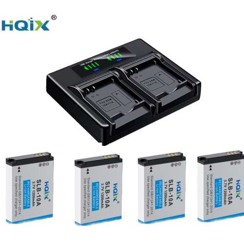HQIX Samsung SLB-10A Lithium-Ion Battery Pack With LCD Display USB-C Dual