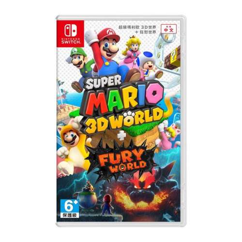 Nintendo Switch HEG-001 OLED版 瑪利歐亮麗紅 + Super Mario 3D World + Fury World