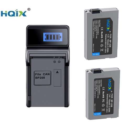 HQIX CANON BP-208 Lithium Battery Pack With LCD Diaplay USB Charger 代用鋰電池...