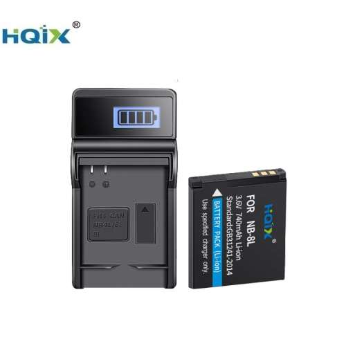 HQIX NB-8L Lithium Battery Pack With LCD Diaplay USB Charger 代用鋰電池連充電器
