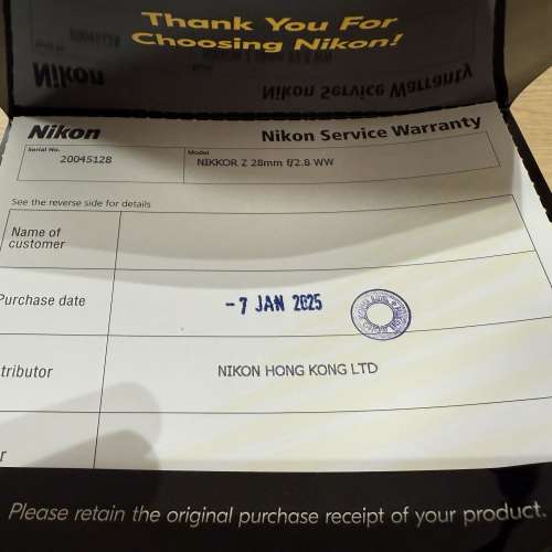 Nikkor - Z28mm f/2.8 (港行全新全套100%New)