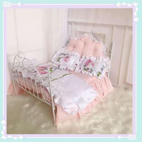 1:6 兵人 人偶 模型家具 6分娃 鐵藝傢具床連床品6件套 適合barbie、麗佳、hot toys...