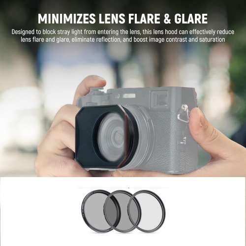 NEEWER CA086 SQUARE Lens Hood With UV, CPL & ND4 Filter Set