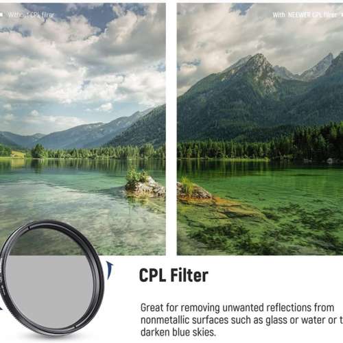 NEEWER CA086 SQUARE Lens Hood With UV, CPL & ND4 Filter Set