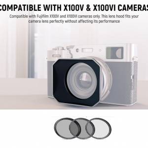 NEEWER CA087 SQUARE Lens Hood With UV, CPL & ND4 Filter Set For Fujifilm X100VI