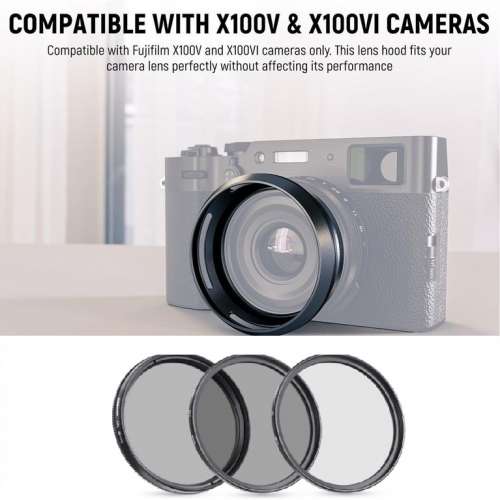 NEEWER CA086 Round Lens Hood With MRC Ultra-Slim UV Filter For Fujifilm X100VI