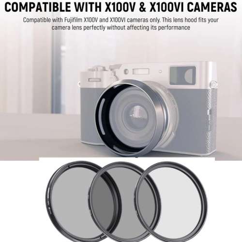 NEEWER CA085 Round Lens Hood With UV, CPL & ND4 Filter Set For FUJIFILM X100VI