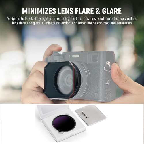 NEEWER CA086 SQUARE Lens Hood With 49mm ND100000 Lens Filter 16.5-Stop