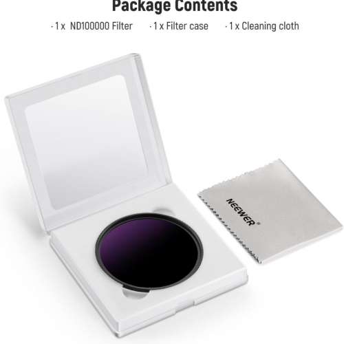 NEEWER CA086 SQUARE Lens Hood With 49mm ND100000 Lens Filter 16.5-Stop