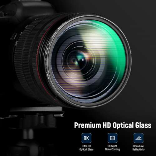 NEEWER CA086 Round Lens Hood With 49mm HD Blue Streak Filter For Fujifilm X100V