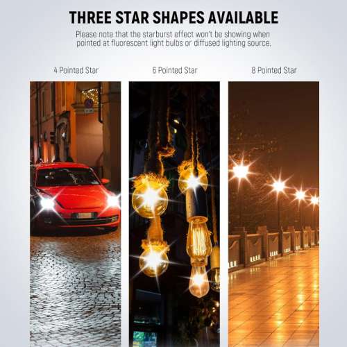 NEEWER CA086 SQUARE Lens Hood With 3 Pcs Star Filters Kit (4, 6, 8 Points)