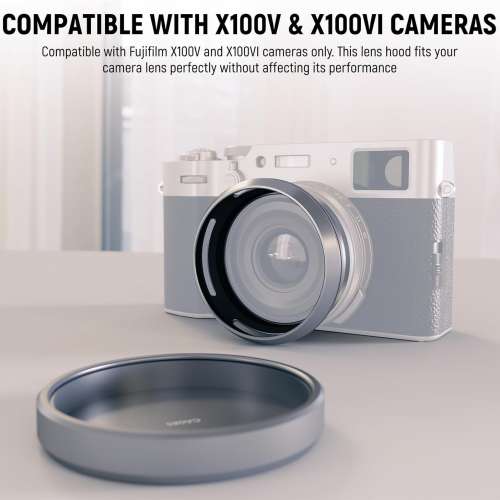 NEEWER CA085 Round Lens Hood For FUJIFILM X100V / X100VI - Silver