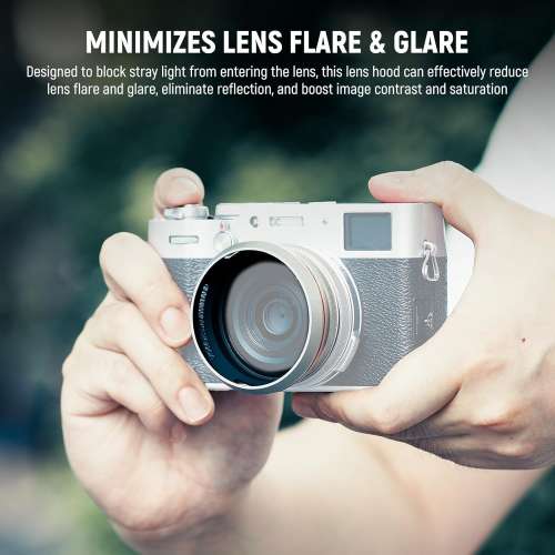 NEEWER CA085 Round Lens Hood For FUJIFILM X100V / X100VI - Silver