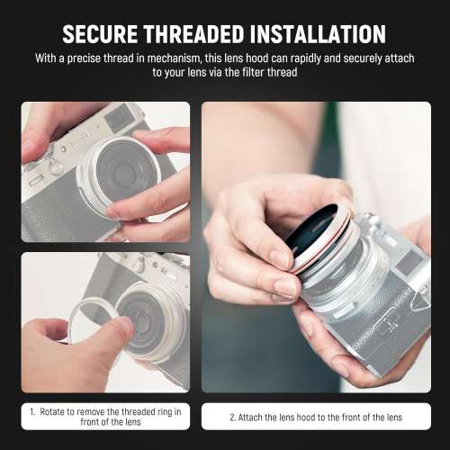 NEEWER CA085 Round Lens Hood For FUJIFILM X100V / X100VI - Silver