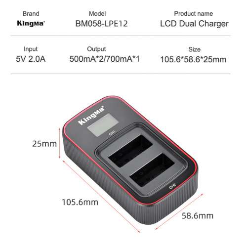 KINGMA K-LP-E12 Fully Decoded Lithium-Ion Battery Pack With BM058-LPE12 Charger