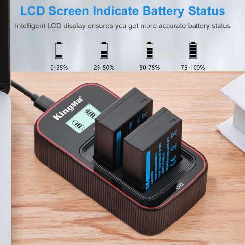 KINGMA NP-W126  With BM058-NPW126 LCD Display USB-C Dual Charger