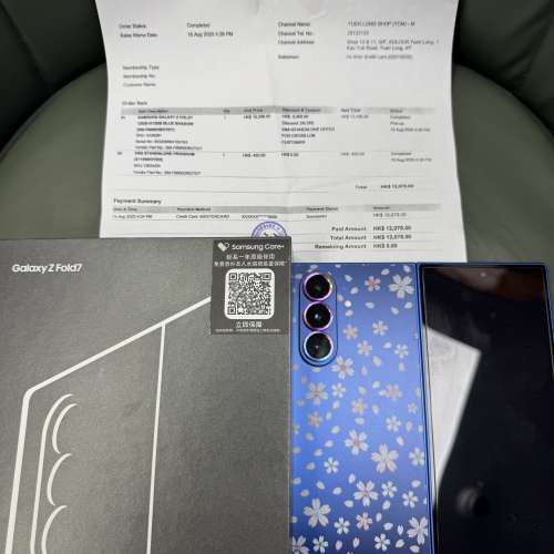 99%New Samsung Z Fold 7 5G 12+512GB 藍色 香港行貨 有單 三星保養到2026年8月15日...