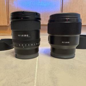 Sony FE 20mm F1.8 G & FE 85 f1.8 Lenses