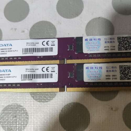 A-Data DDR4 2666 8Gx2 矮身 Desktop Ram 共16GB