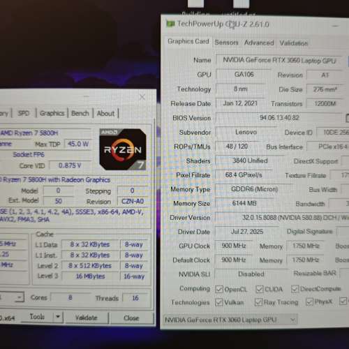 Lenovo Legion 5 (Ryzen7 5800H + RTX 3060) Gaming Laptop 16GB 512GB