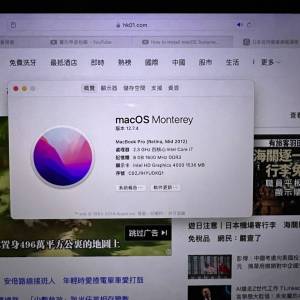 罕有巨芒 15吋 Apple MacBook Pro (Retina, Intel i7 4-core) (Model: A1398)