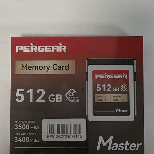快卡 PERGEAR 512GB Cfexpress 4.0 Type B Memory Card (Master Series) CFB Z8 Z9 R5