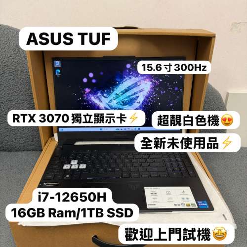 (全新未使用品300Hz 高刷ASUS TUF RTX3070 電競機🔥)ASUS i7-12650H/8,16,32GB Ram...