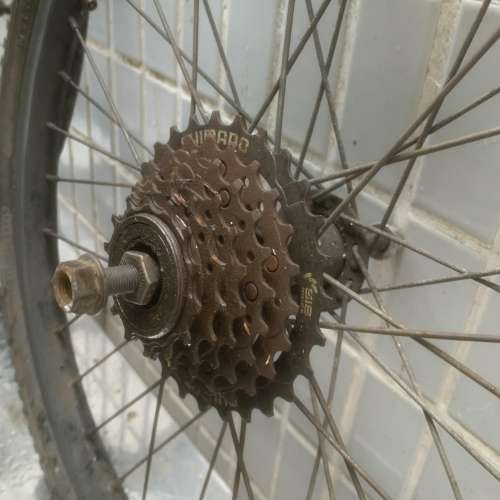 二手 20吋 單車車輪組, 單車拆件, 全套齊，連內外呔, + 6飛輪 HK$100.00 1套