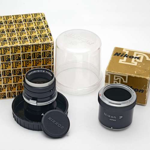 Nikon RF 135mm f4 微距bellows lens 連轉F mount BR1 接環。新同品。
