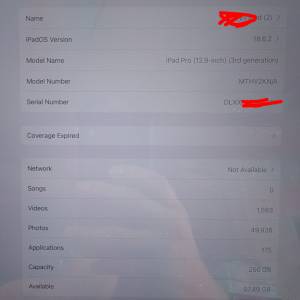 Ipad pro 12.9 3代 256 G Lte+wifi (留意內容）