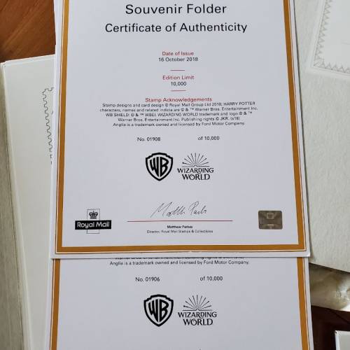 Royal Mail 皇家郵政(2018) Harry Potter Limited 10,000 set Stamp Bundle w/cert...