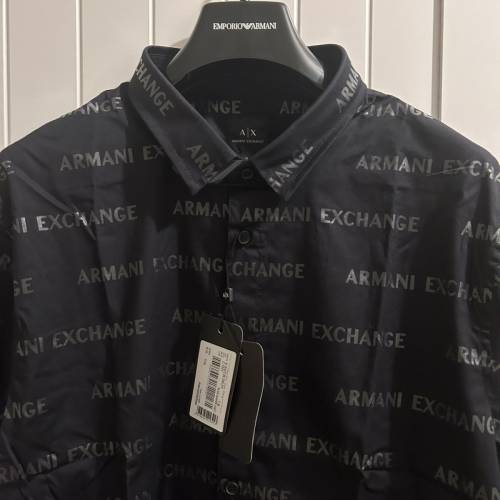 ARMANI EXCHANGE 男款長袖襯衫 黑色  XL碼 全新未剪牌