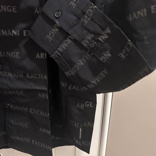 ARMANI EXCHANGE 男款長袖襯衫 黑色  XL碼 全新未剪牌