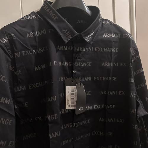 ARMANI EXCHANGE 男款長袖襯衫 黑色  XL碼 全新未剪牌