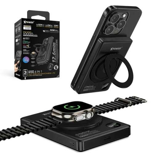[Black] Xpower XP-M10Q Type-C+Lightning 10000mAh PowerBank w/wireless charge+Sta