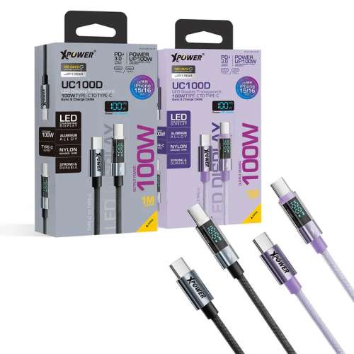 XPower XP-UC100D USB2.0 Type-C Cable [BK][LED][100w][1M]