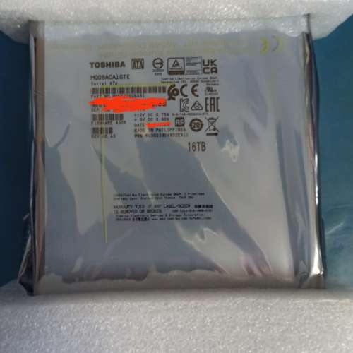 Toshiba 16TB 企業版硬盤MG08ACA16TE  港行建建保，全新未開封（24年5月出廠），剩...
