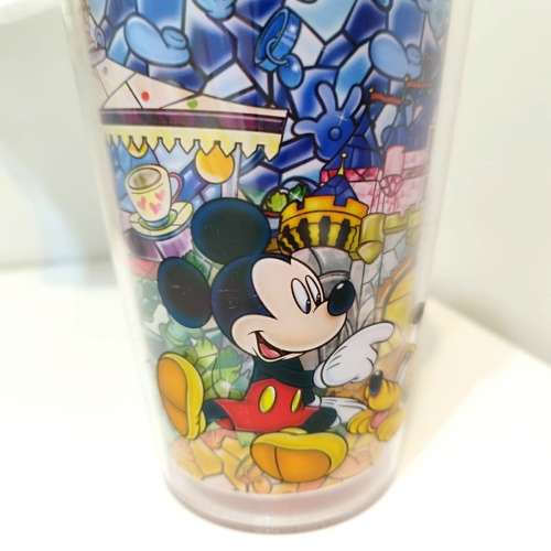 全新正版迪士尼樂園的高飛唐老鴨（Goofy）塑膠杯--飲管杯--雙層外殼／內殼保溫--鏍...