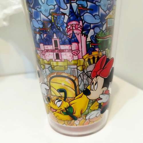 全新正版迪士尼樂園的高飛唐老鴨（Goofy）塑膠杯--飲管杯--雙層外殼／內殼保溫--鏍...