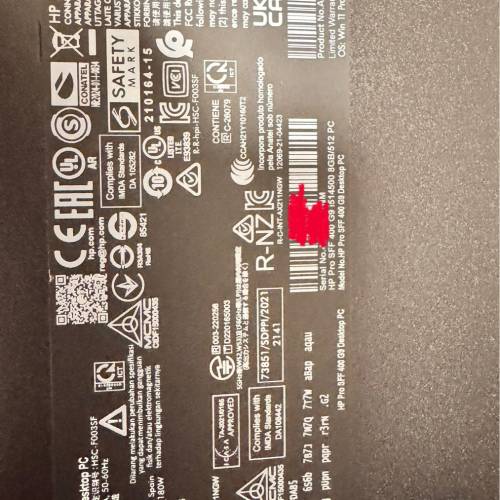 HP Pro SFF 400 G9 i514500 16GB/512 PC Model No.HP Pro SFF 400 G9 Desktop PC