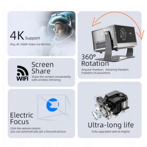 4K HD Home Cinema Projector **ANSI 5000** Full HD 1080, SUPER CLEAR AUTO FOCUS