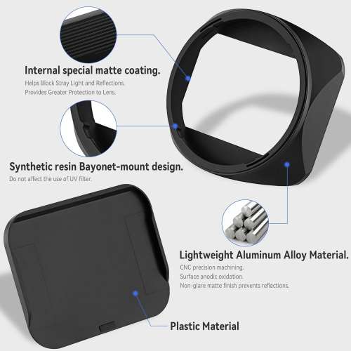 Haoge LH-E245 Square Metal Lens Hood For  Sony FE 24-50mm F/2.8 G 方形遮光罩