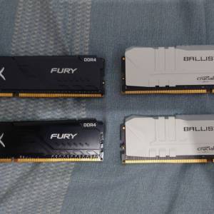 KINGSTON CRUCIAL DDR4 8GB RAM 各2條