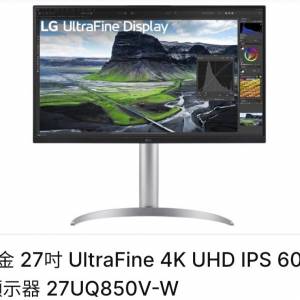 LG 27吋 UltraFine 4K UHD IPS 60Hz 顯示器 27UQ850V-W