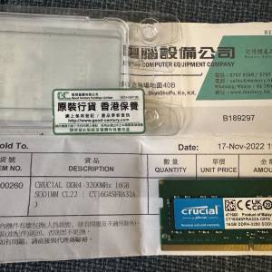 Crucial DDR4 16G 3200 notebook ram