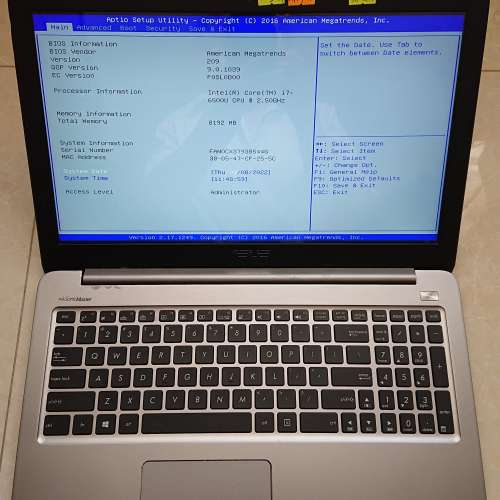 Asus A501U/ 15.6”LED/i7-6500U 2.50GHz/ 8GB DDR4 / 240GB SATA-II SSD / 80% Ne...